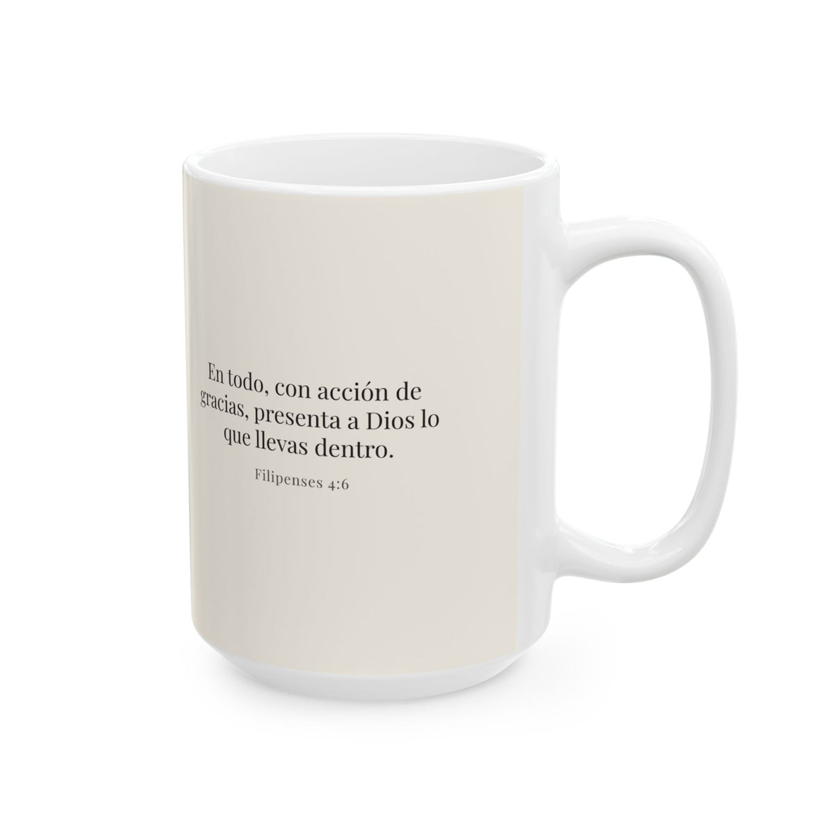 Con acción de gracias, presenta todo a Dios | Taza bíblica para café | Filipenses 4:6