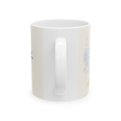 El poder de Dios se perfecciona en mi debilidad | Taza bíblica de cerámica | 2 Corintios 12:9 — 11 oz · Vista posterior
