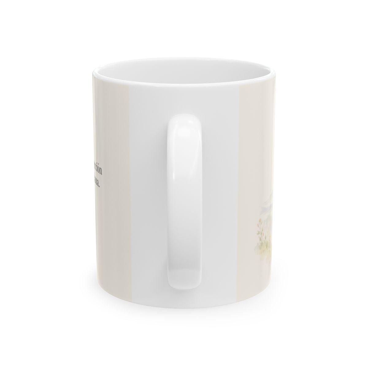 El poder de su resurrección me levanta | Taza de fe para cada mañana | Filipenses 3:10 — 11 oz · Vista posterior