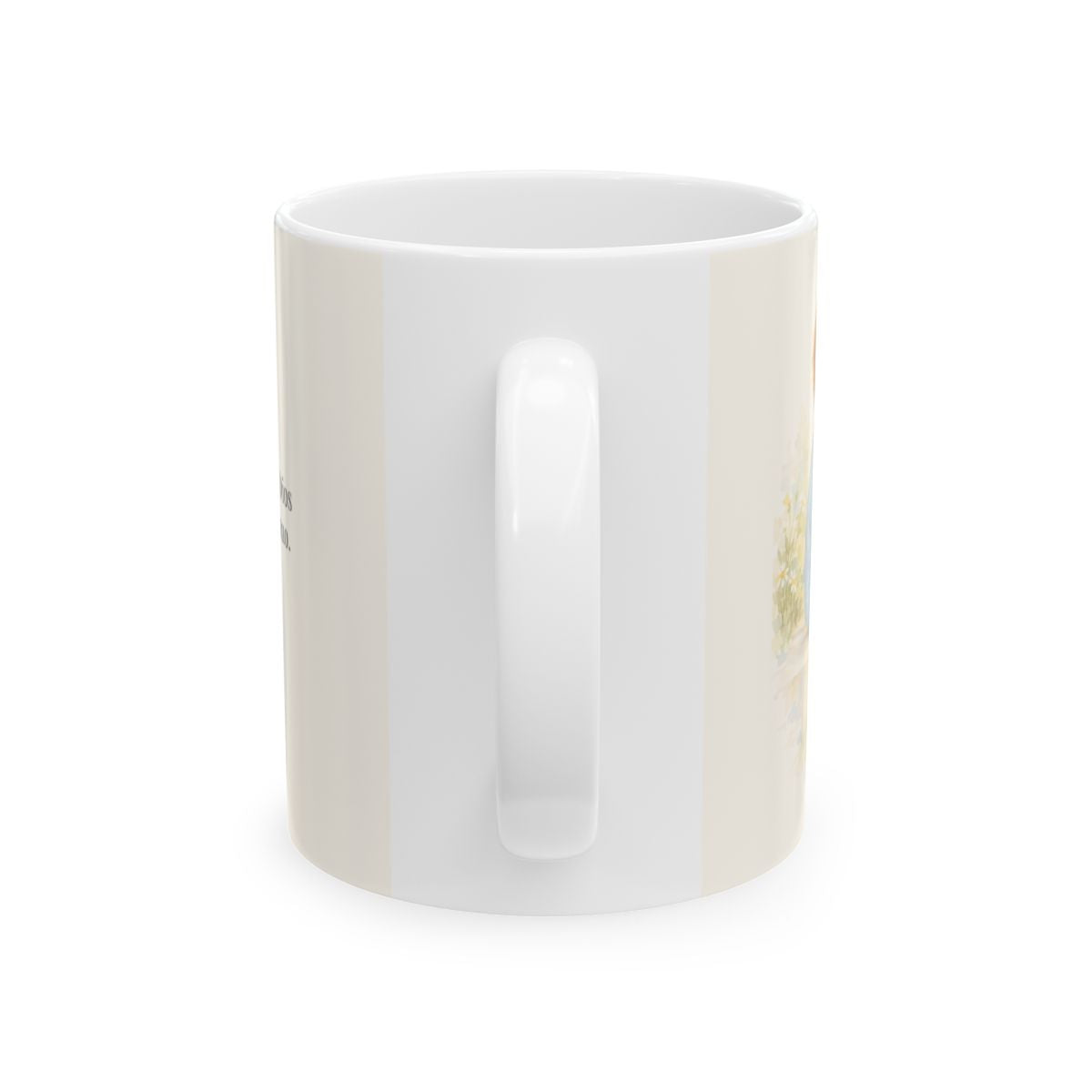 Él no puede negarse a sí mismo | Taza devocional ilustrada | 2 Timoteo 2:13 — 11 oz · Vista posterior