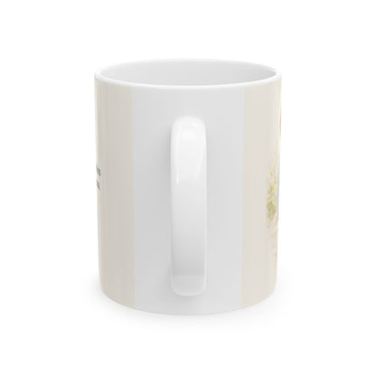 Él no puede negarse a sí mismo | Taza devocional ilustrada | 2 Timoteo 2:13 — 11 oz · Vista posterior