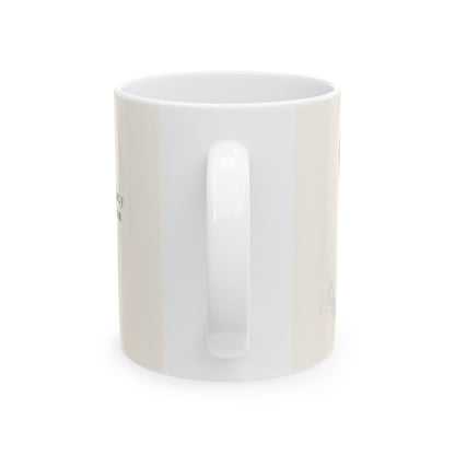 Dios dará sin dudar al que pide con fe | Taza devocional de fe | Santiago 1:6 — 11 oz · Vista posterior