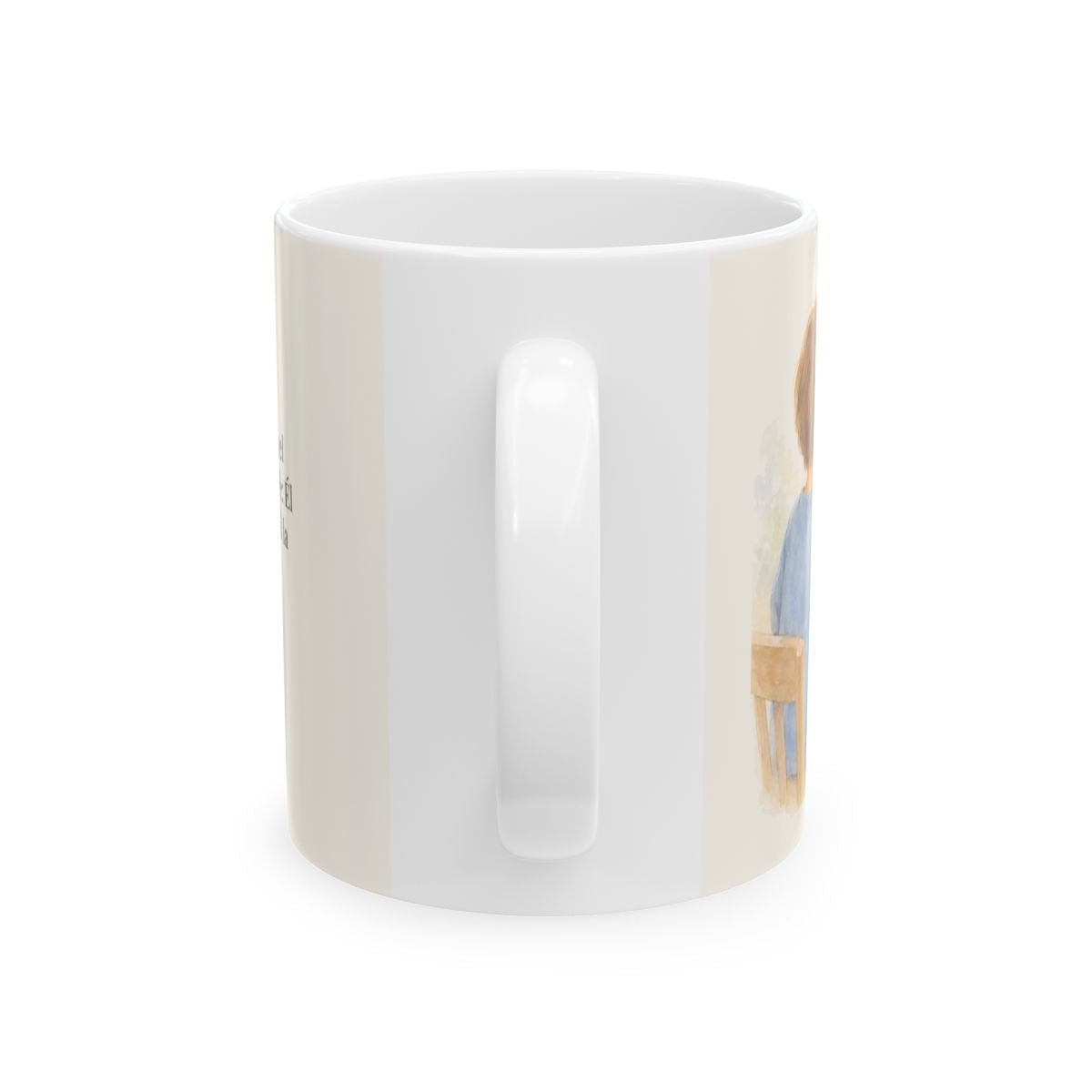 Jesús es el autor y consumador de nuestra fe | Taza cristiana con frase devocional | Hebreos 12:2 — 11 oz · Vista posterior