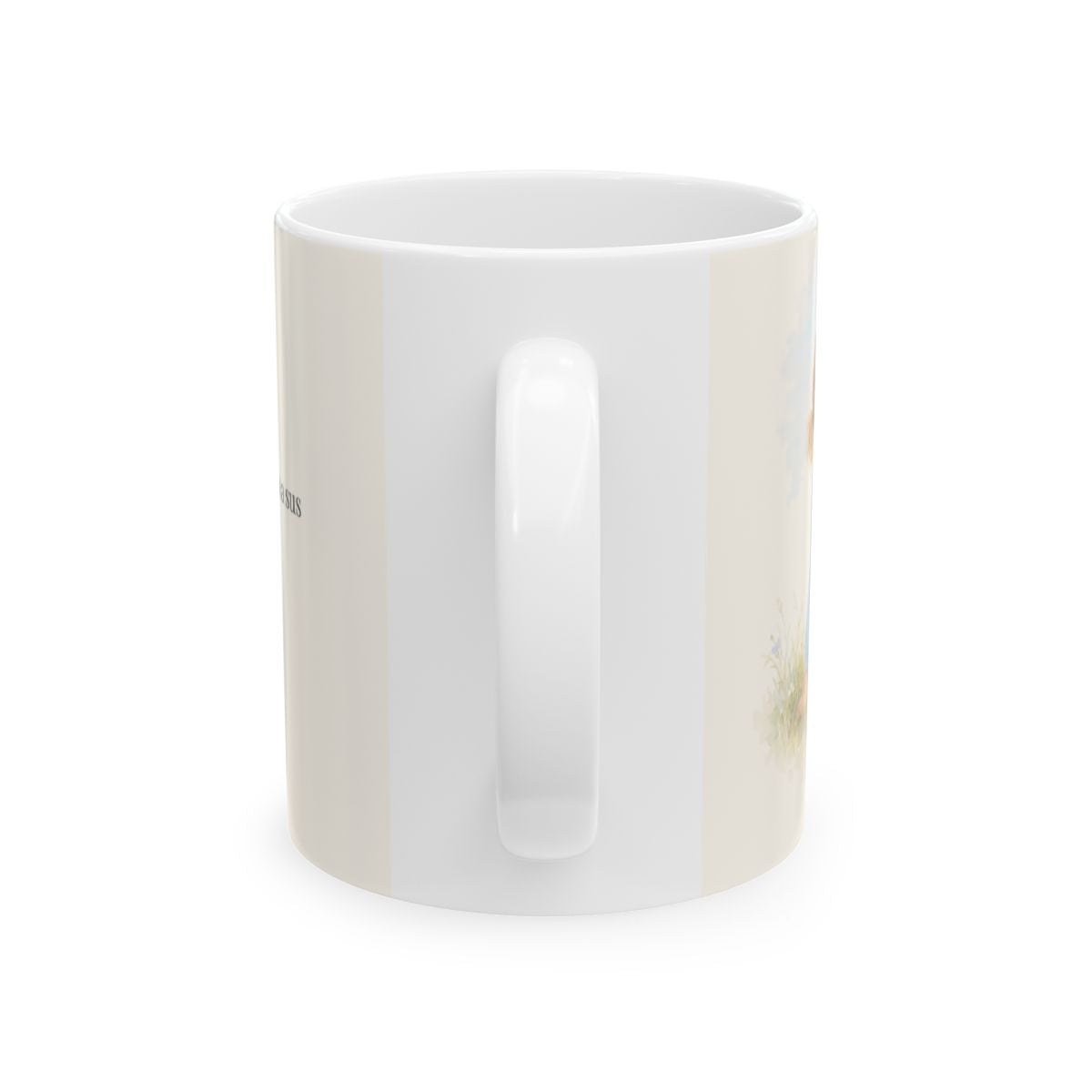 Dios siempre escucha a sus hijos | Taza cristiana en dos tamaños | Lucas 18:1 — 11 oz · Vista posterior