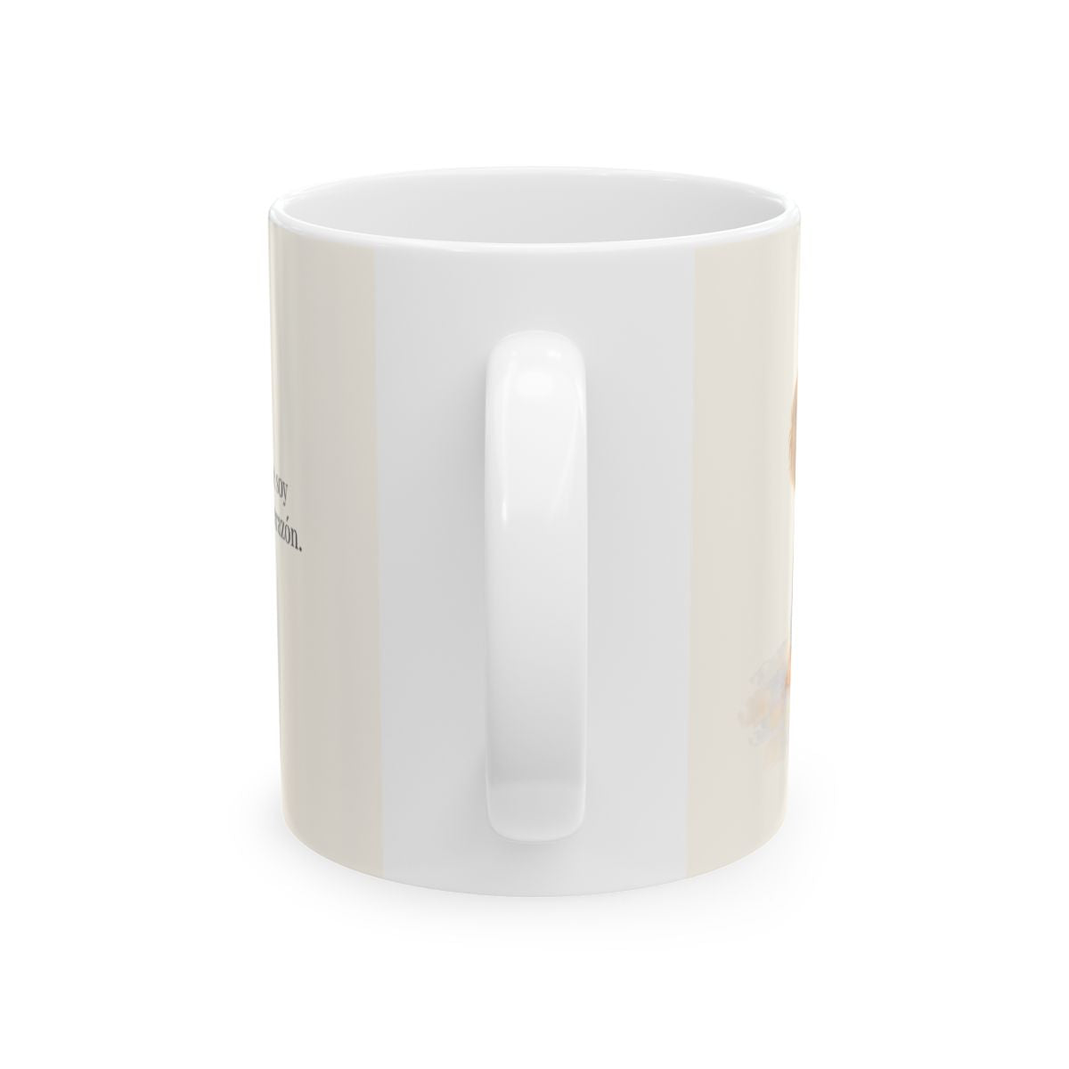 Aprended de Mí, que soy manso y humilde | Taza cristiana en dos tamaños | Mateo 11:29-30 — 11 oz · Vista posterior