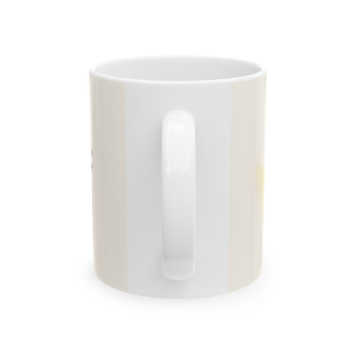 El Espíritu me ayuda en mi debilidad | Taza devocional ilustrada | Romanos 8:26 — 11 oz · Vista posterior
