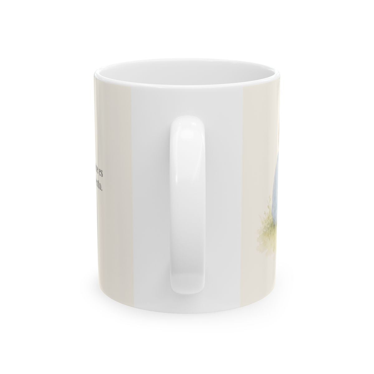 El que es lento para la ira es grande en entendimiento | Taza cristiana en dos tamaños | Proverbios 14:29 — 11 oz · Vista posterior