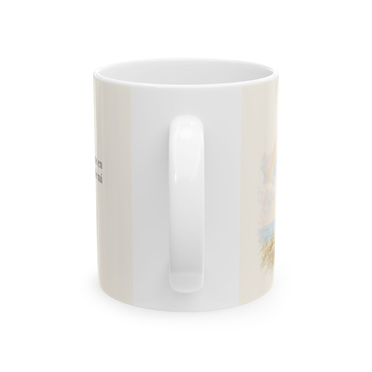 Mi esperanza está firme en Dios | Taza con arte cristiano | Hebreos 6:19 — 11 oz · Vista posterior