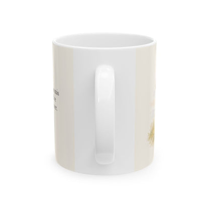 Los pensamientos de Dios son más altos que los míos | Taza cristiana con frase devocional | Isaías 55:9 — 11 oz · Vista posterior