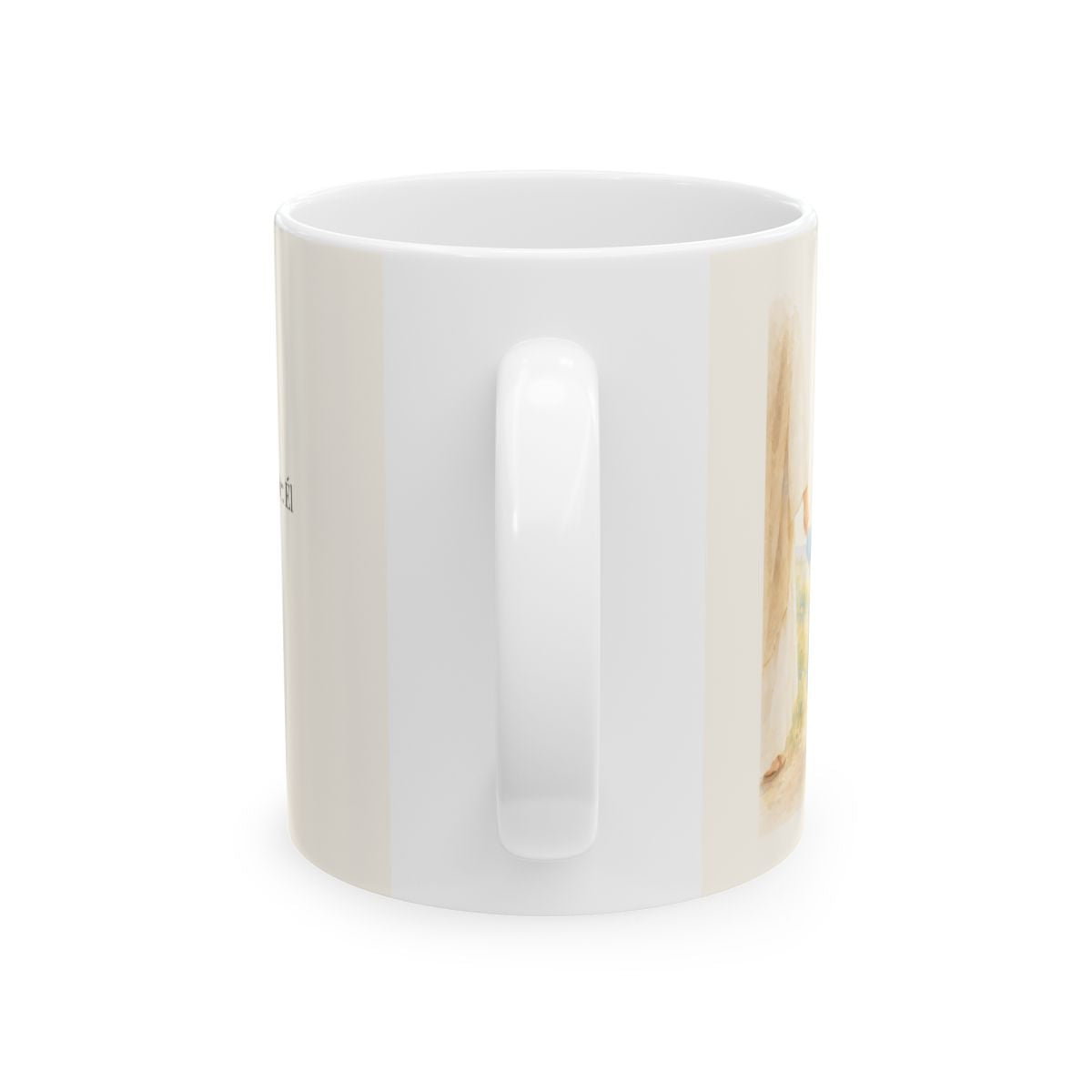 El Señor es mi pastor; Él me guía | Taza bíblica para café | Salmo 23:1 — 11 oz · Vista posterior