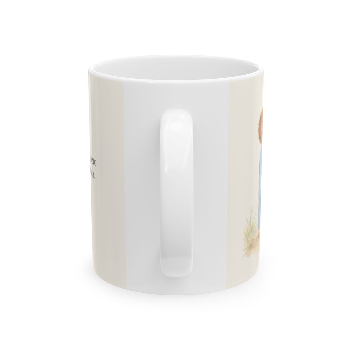 El corazón del hombre piensa, Dios endereza | Taza con arte cristiano | Proverbios 16:9 — 11 oz · Vista posterior