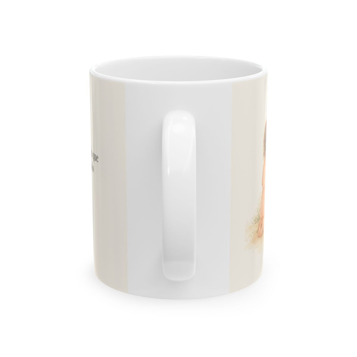 Su amor me alcanza donde yo no puedo | Taza con arte cristiano | Salmo 139:8 — 11 oz · Vista posterior