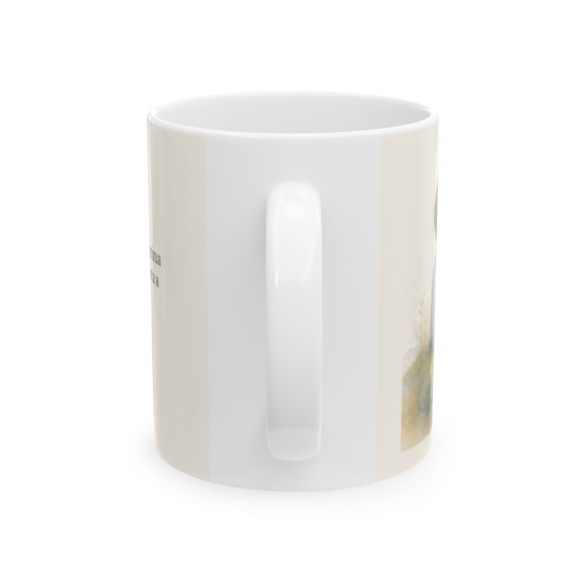 Dios enjugará toda lágrima | Taza con arte cristiano | Apocalipsis 21:4 — 11 oz · Vista posterior