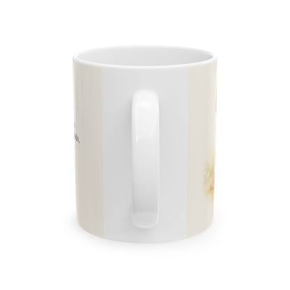 Lo que Dios dice, lo hace | Taza bíblica de cerámica | Números 23:19 — 11 oz · Vista posterior