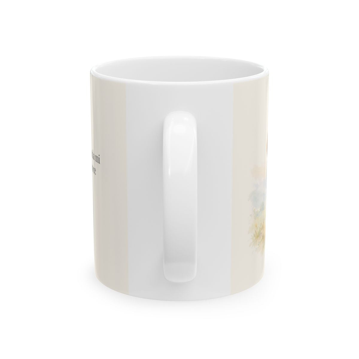 Dios conoce mi corazón mejor que yo mismo | Taza cristiana con frase devocional | Romanos 8:26 — 11 oz · Vista posterior