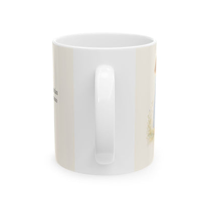 Yo te daré descanso para tu alma | Taza devocional ilustrada | Mateo 11:29 — 11 oz · Vista posterior
