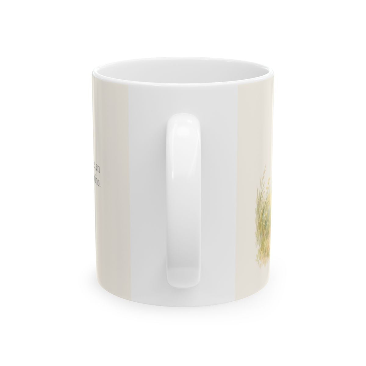 Contigo estoy siempre | Taza de inspiración bíblica | Salmo 73:23 — 11 oz · Vista posterior