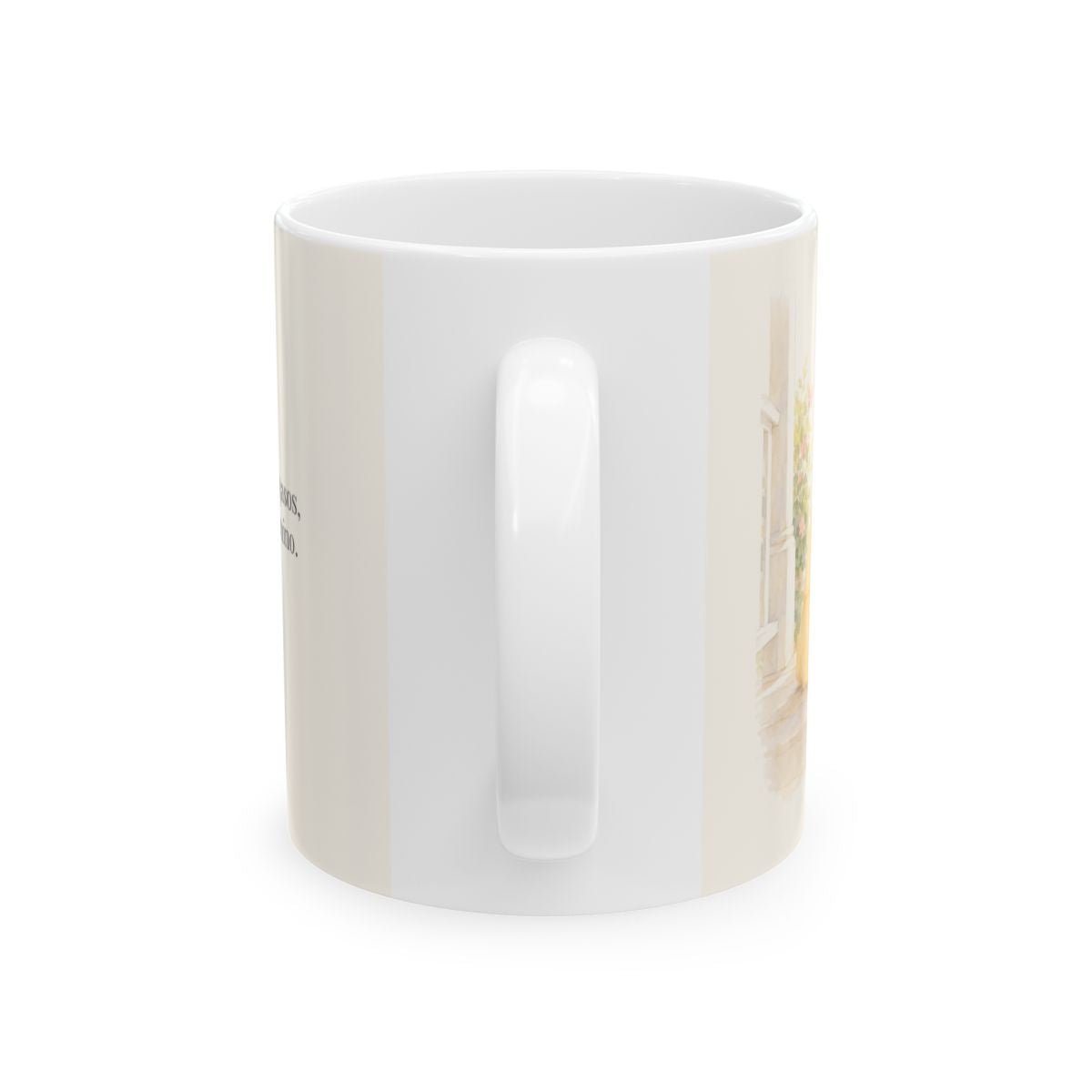 Jehová ordena mis pasos | Taza de inspiración bíblica | Salmo 37:23 — 11 oz · Vista posterior