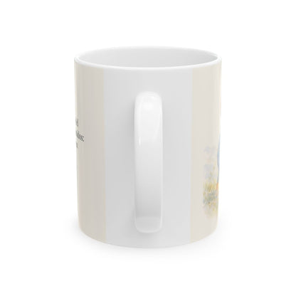 Por la misericordia de Jehová no fuimos consumidos | Taza de fe para cada mañana | Lamentaciones 3:22-23 — 11 oz · Vista posterior