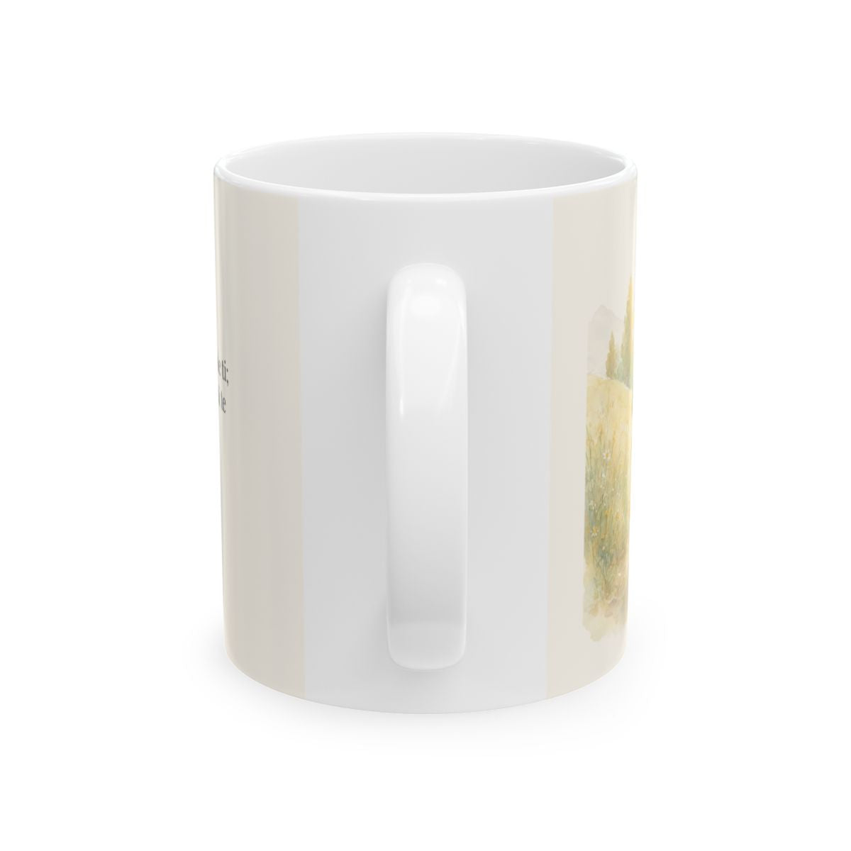 Jehová va delante de ti | Taza de fe para cada mañana | Deuteronomio 31:8 — 11 oz · Vista posterior