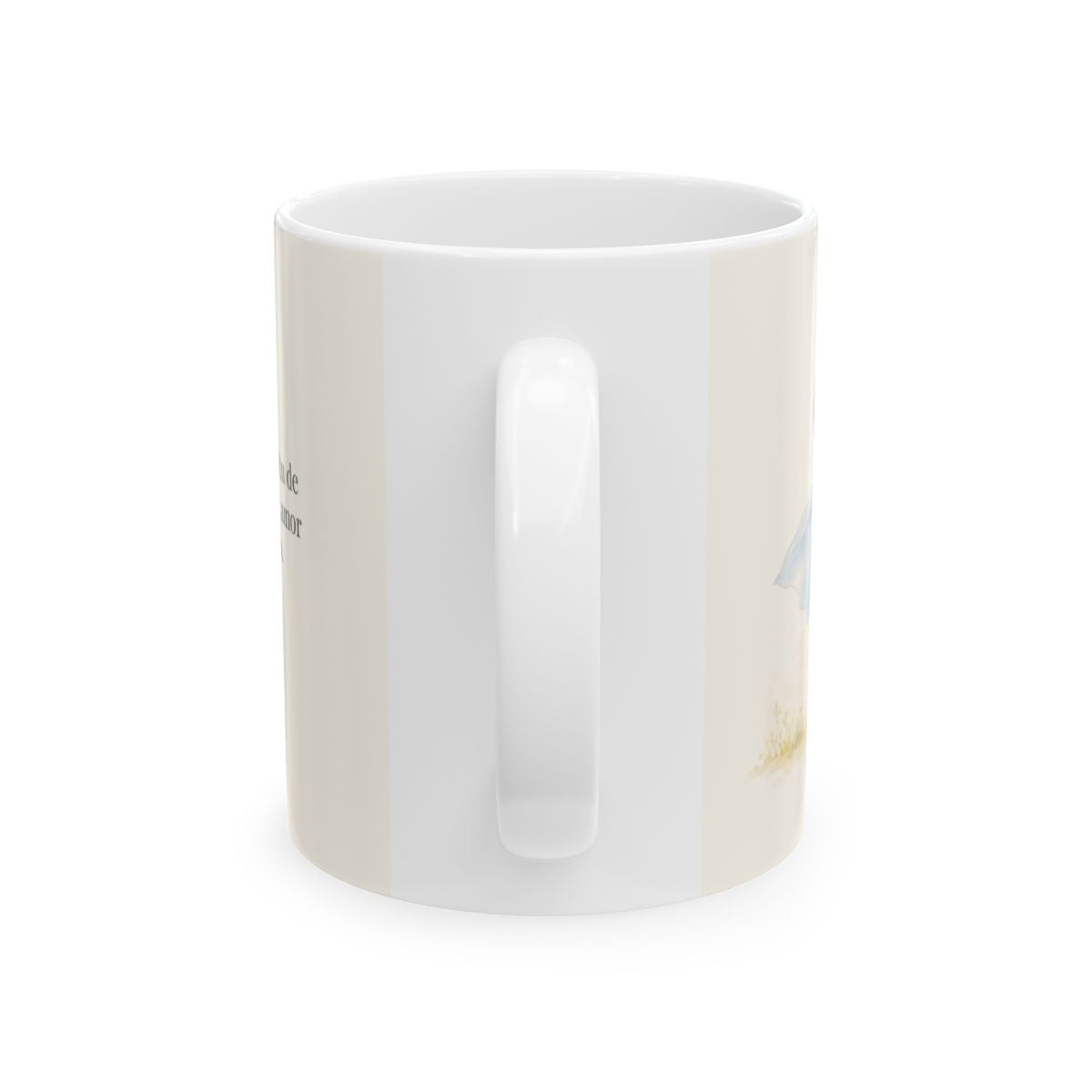 Dios me da un espíritu de poder y de amor | Taza de fe para cada mañana | 2 Timoteo 1:7 — 11 oz · Vista posterior