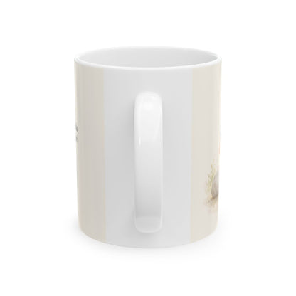 Ven a mí y yo te haré descansar | Taza con arte cristiano | Mateo 11:28 — 11 oz · Vista posterior