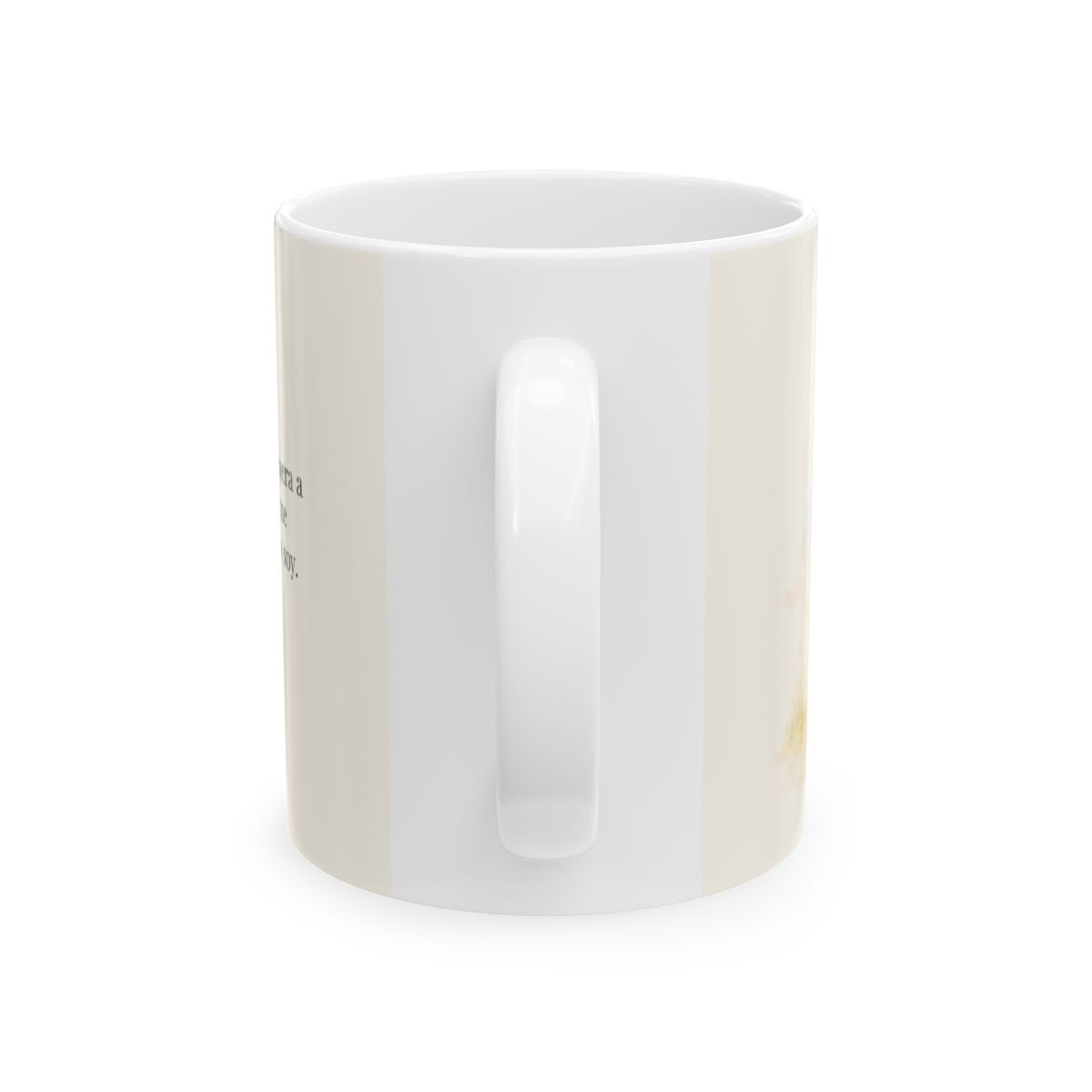 Dios demuestra su amor para conmigo | Taza de fe para cada mañana | Romanos 5:8 — 11 oz · Vista posterior