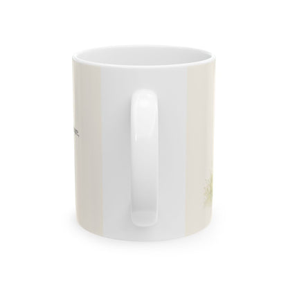 Es necesario orar siempre, y no desmayar | Taza devocional ilustrada | Lucas 18:1 — 11 oz · Vista posterior
