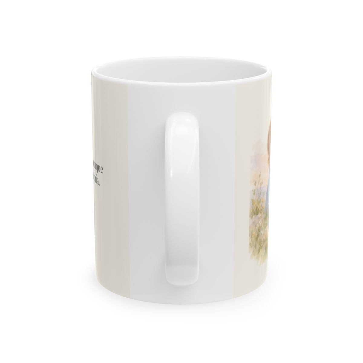 El Padre escucha mi oración | Taza con arte cristiano | Lucas 22:42 — 11 oz · Vista posterior