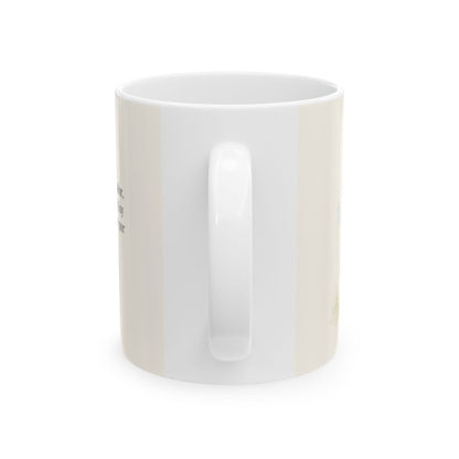 Cristo murió por mí siendo yo pecador | Taza con arte cristiano | Romanos 5:8 — 11 oz · Vista posterior
