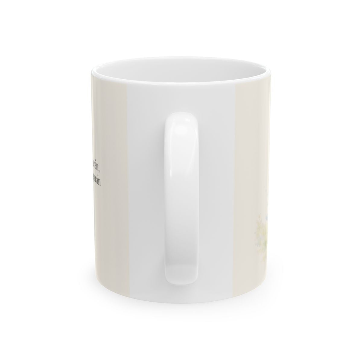 Correrán y no se cansarán | Taza devocional de fe | Isaías 40:31 — 11 oz · Vista posterior