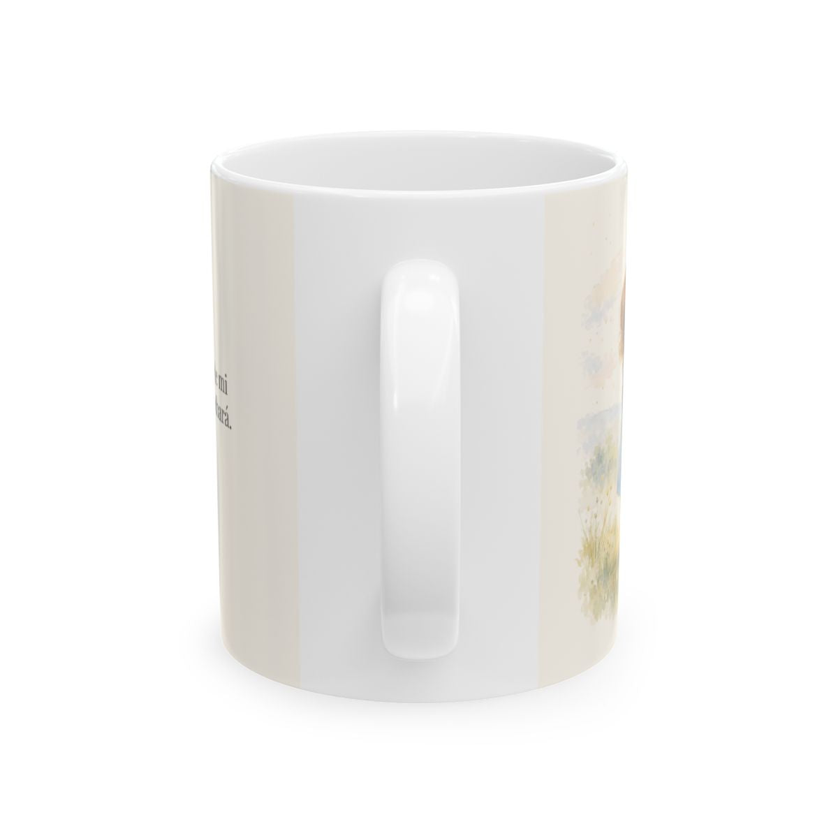Esperaré en el Dios de mi salvación | Taza cristiana con frase devocional | Miqueas 7:7 — 11 oz · Vista posterior