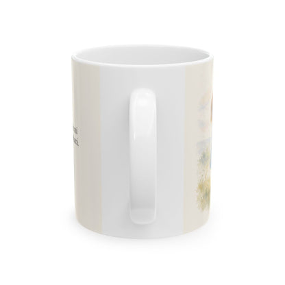 Esperaré en el Dios de mi salvación | Taza cristiana con frase devocional | Miqueas 7:7 — 11 oz · Vista posterior