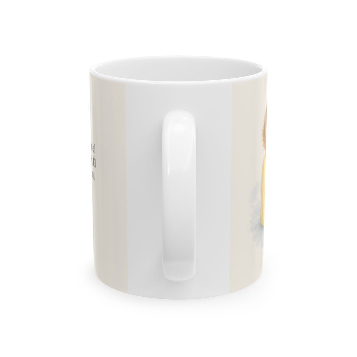 El Espíritu del Dios vivo escribe en mi corazón | Taza devocional de fe | 2 Corintios 3:3 — 11 oz · Vista posterior