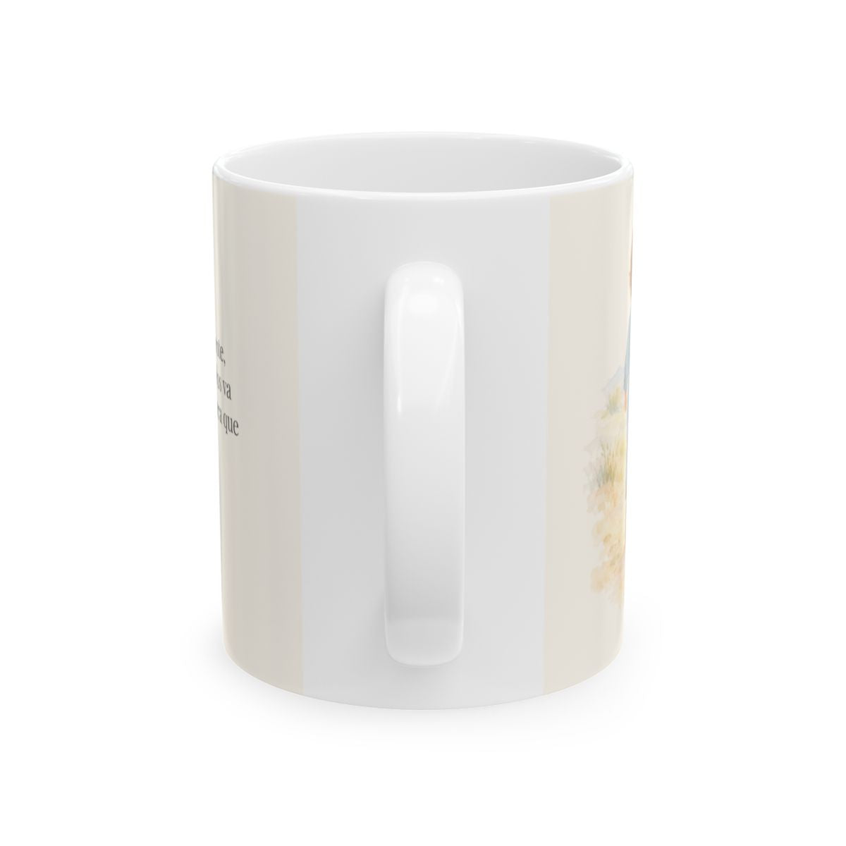 Esfuérzate y sé valiente, porque Jehová va contigo | Taza con arte cristiano | Josué 1:9 — 11 oz · Vista posterior