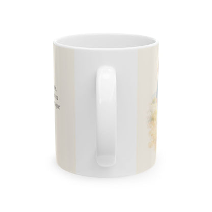Esfuérzate y sé valiente, porque Jehová va contigo | Taza con arte cristiano | Josué 1:9 — 11 oz · Vista posterior