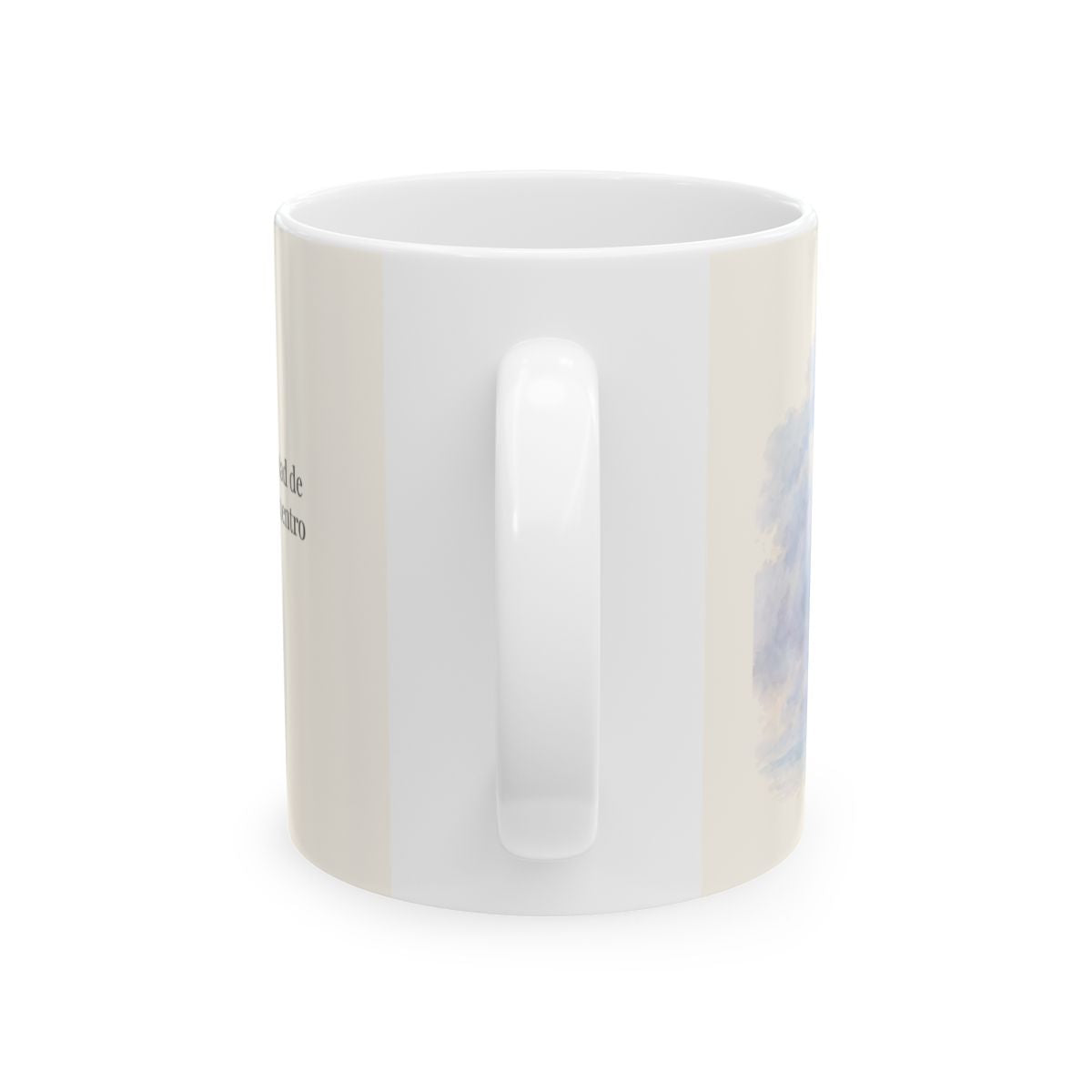 Jesús calma la tempestad de mi corazón | Taza bíblica para café | Marcos 4:39 — 11 oz · Vista posterior