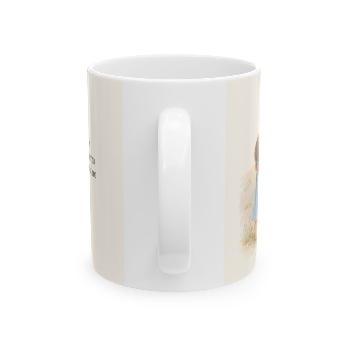 Con mi Dios saltaré el muro | Taza cristiana con frase devocional | Salmo 18:29 — 11 oz · Vista posterior