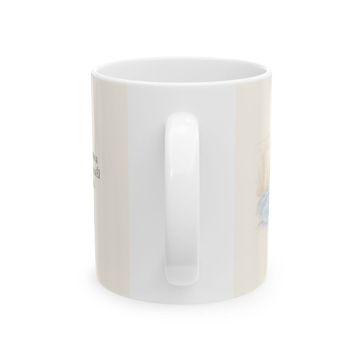 Junto a aguas de reposo me pastorea | Taza cristiana con frase devocional | Salmo 23:2 — 11 oz · Vista posterior