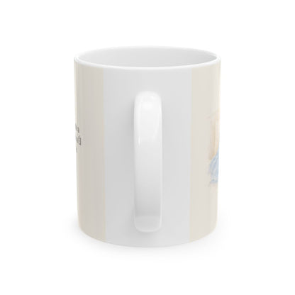 Junto a aguas de reposo me pastorea | Taza cristiana con frase devocional | Salmo 23:2 — 11 oz · Vista posterior