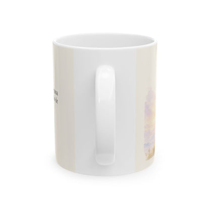En el Señor mi alma reposa tranquila | Taza cristiana con frase devocional | Marcos 4:39 — 11 oz · Vista posterior