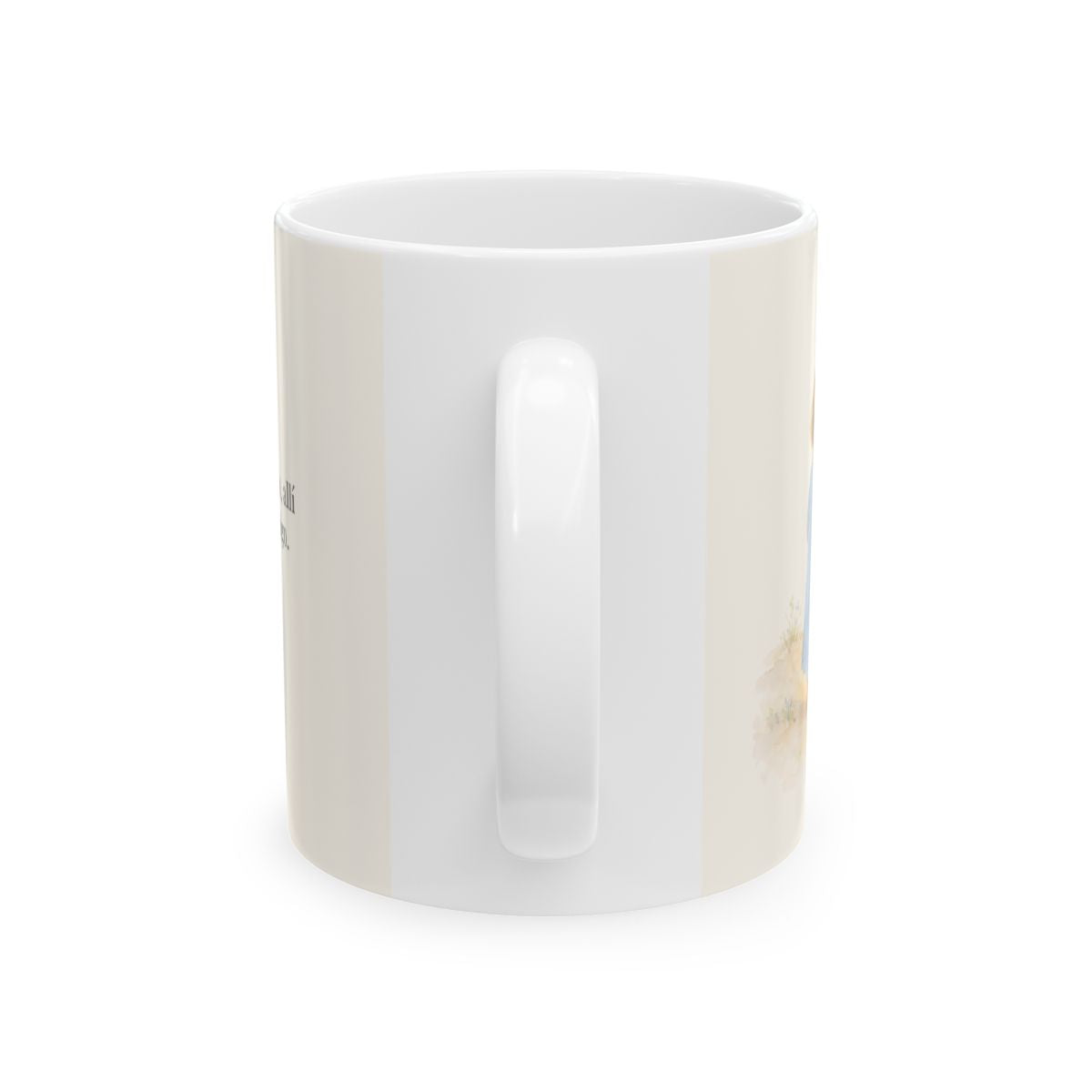 Aun en lo más hondo, allí está Dios | Taza cristiana con frase devocional | Salmo 139:8 — 11 oz · Vista posterior