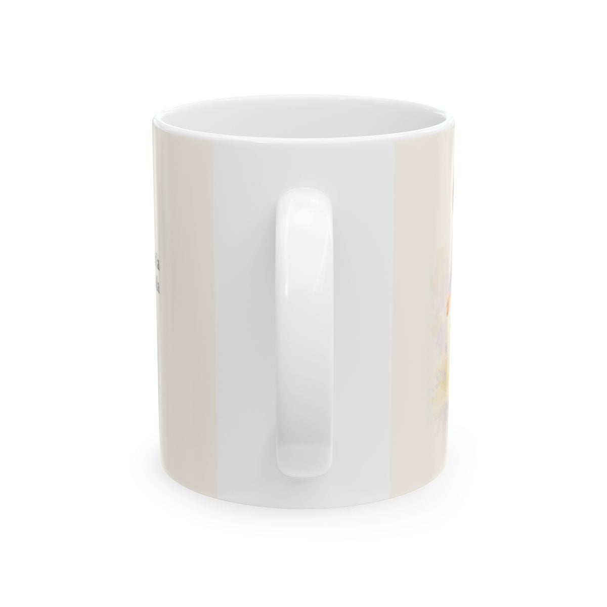 Jehová me da la victoria sin que yo luche | Taza cristiana para regalar | Éxodo 14:14 — 11 oz · Vista posterior