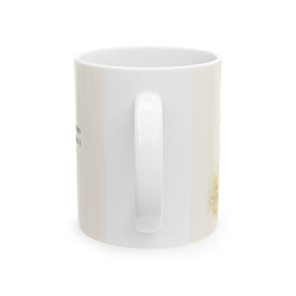 Basta a cada día su propio afán | Taza cristiana para regalar | Mateo 6:34 — 11 oz · Vista posterior