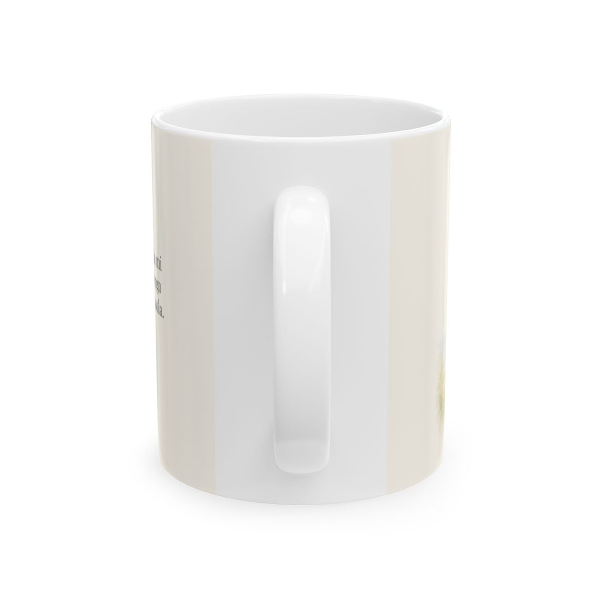 Dios es quien levanta mi cabeza | Taza cristiana con frase devocional | Salmo 3:3 — 11 oz · Vista posterior
