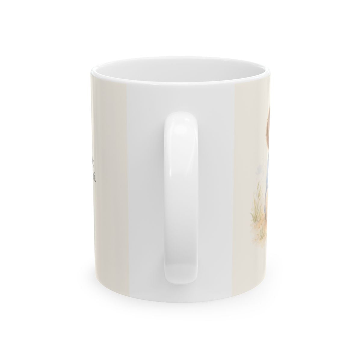 Espera en Jehová, Él te oye | Taza devocional ilustrada | Salmo 27:14 — 11 oz · Vista posterior