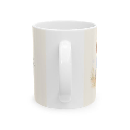 Espera en Jehová, Él te oye | Taza devocional ilustrada | Salmo 27:14 — 11 oz · Vista posterior