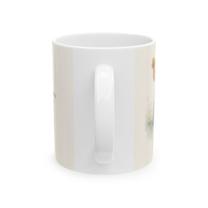 Soy hijo amado de Dios | Taza cristiana en dos tamaños | Efesios 5:1 — 11 oz · Vista posterior