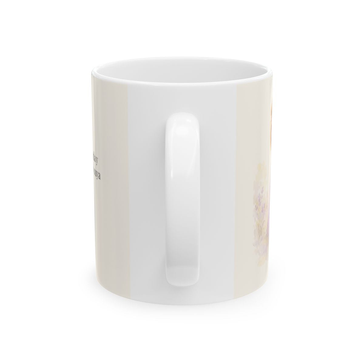 Soy hija amada de Dios en Cristo | Taza bíblica para café | Efesios 1:4-5 — 11 oz · Vista posterior