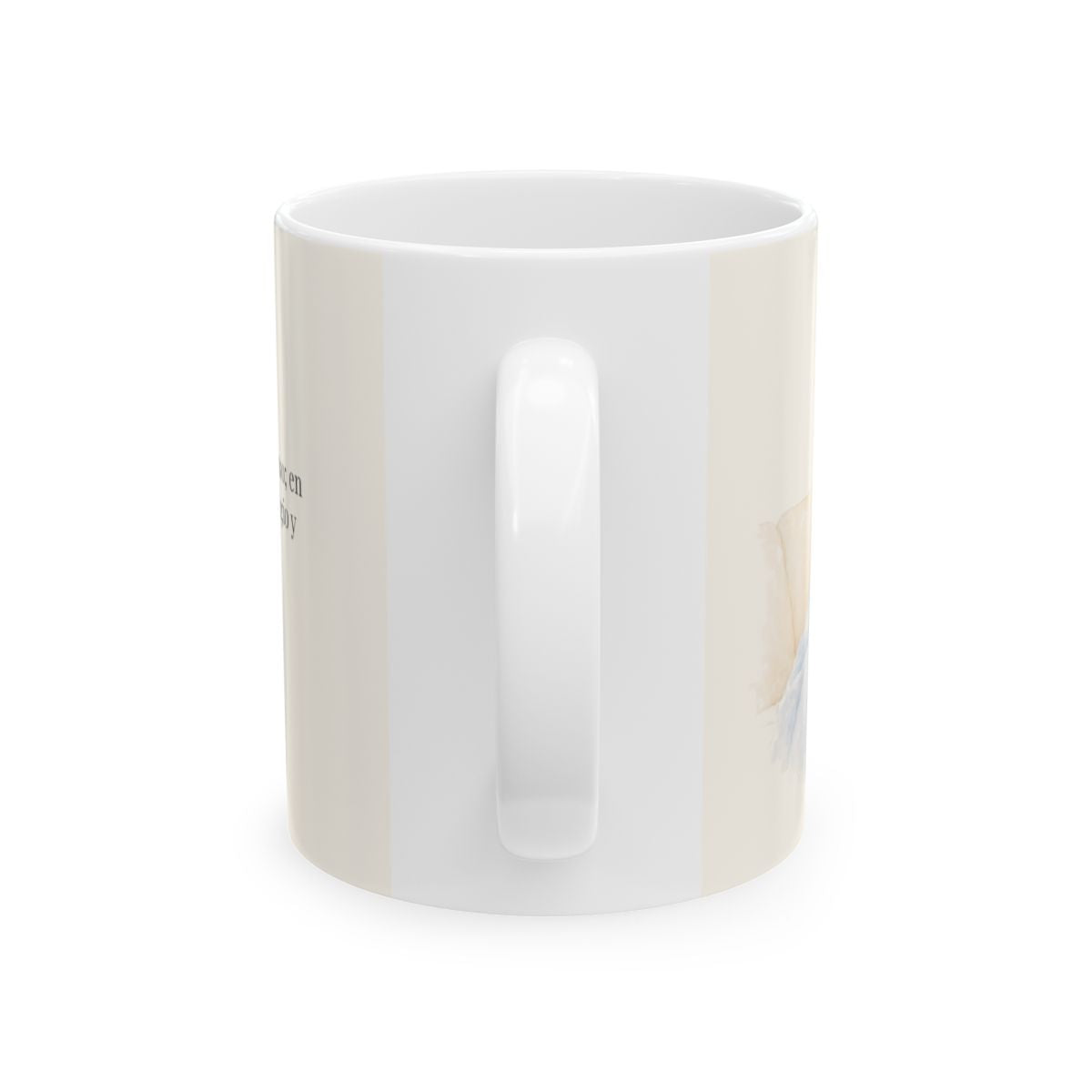 Jehová es mi descanso y mi refugio | Taza devocional de fe | Salmo 23:2 — 11 oz · Vista posterior